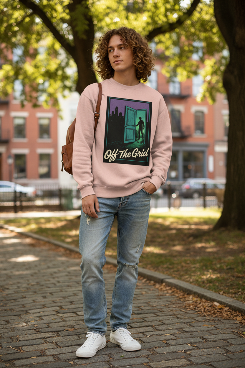 Model wearing eco sweatshirt