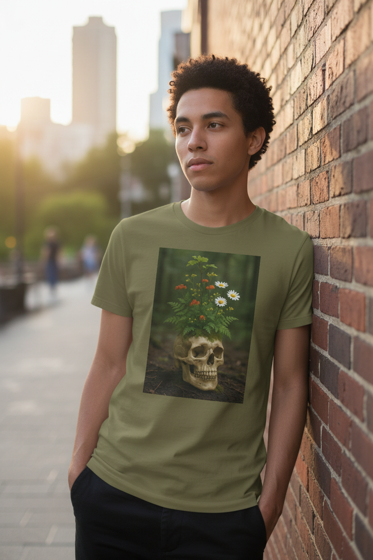 Model wearing Forest Life tee - corrected